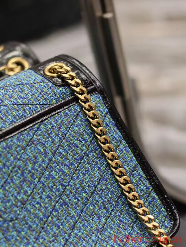 SAINT LAUREN NIKI MEDIUM CHAIN BAG IN Tweed LEATHER Y933158 blue