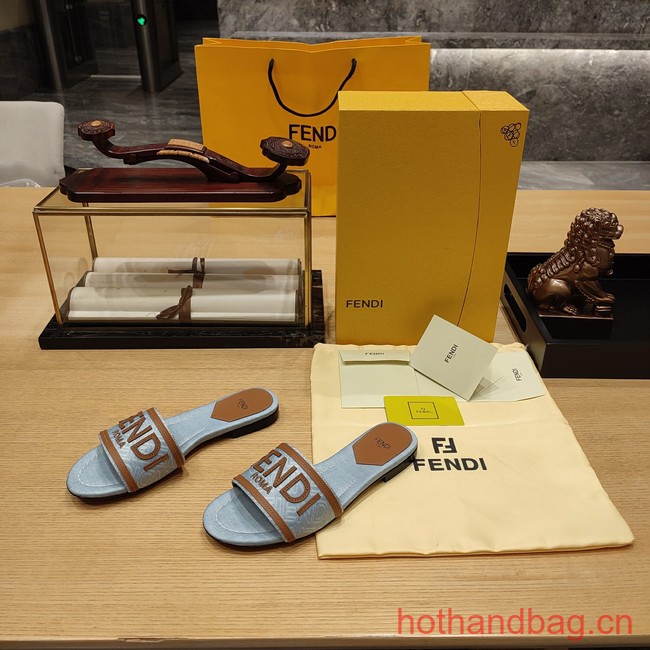 Fendi Signature Light blue denim slides 93662-2