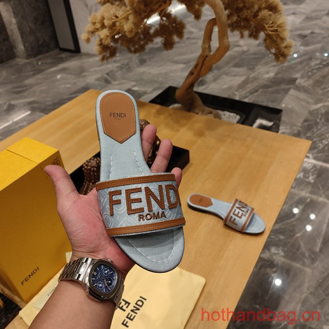 Fendi Signature Light blue denim slides 93662-2