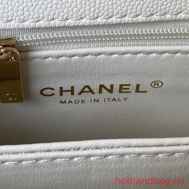 Chanel flap bag with top handle 92990 white