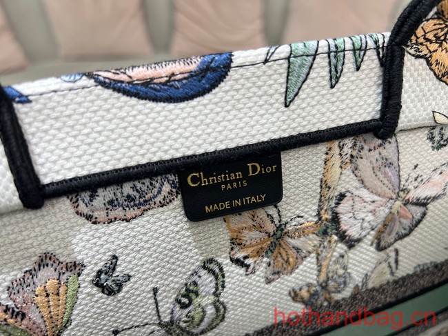 LARGE DIOR BOOK TOTE White Multicolor Toile de Jouy Mexico Embroidery M1286ZES