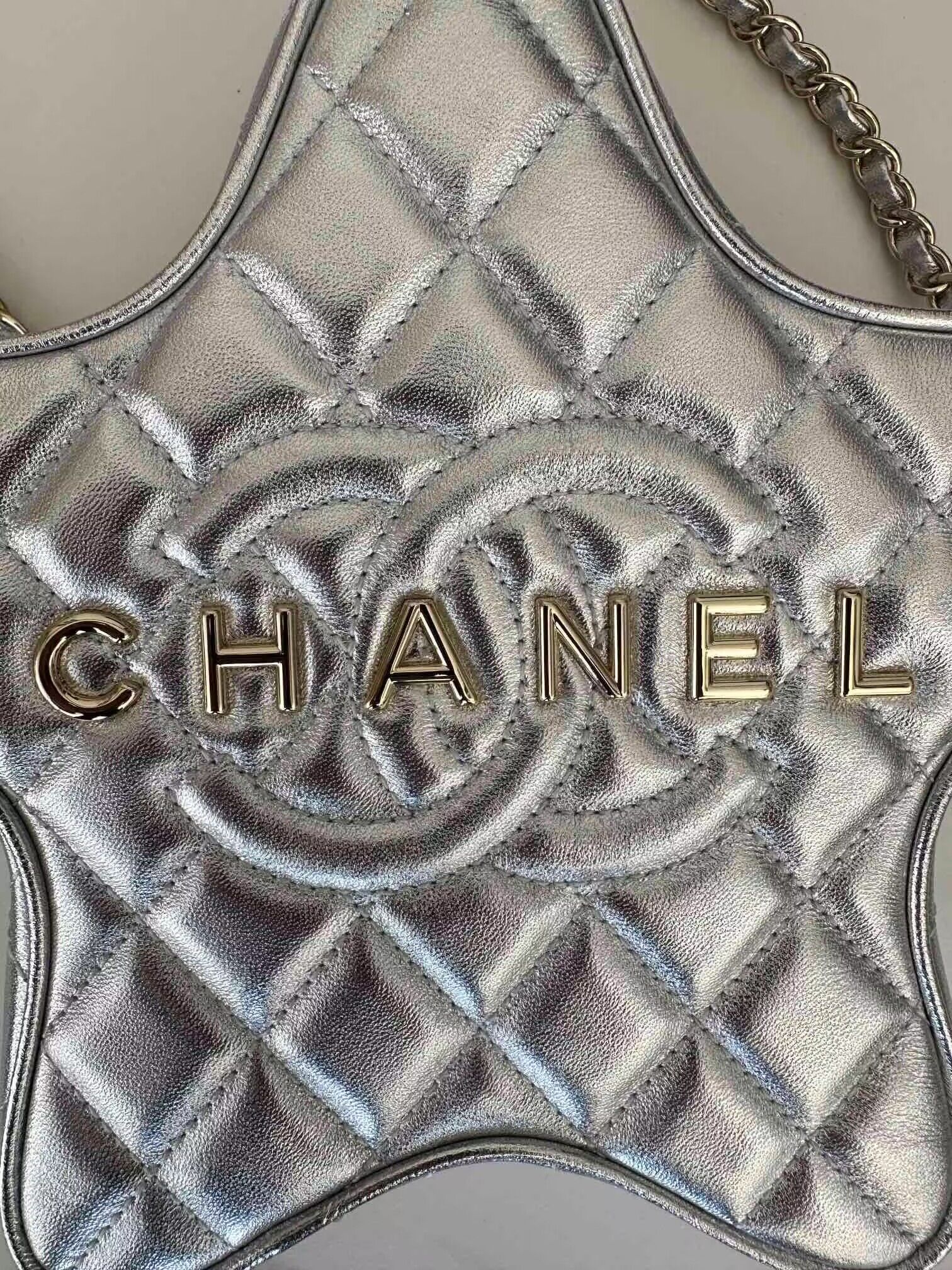 Chanel 24C Original Leather Star Bag AS4579 Silver