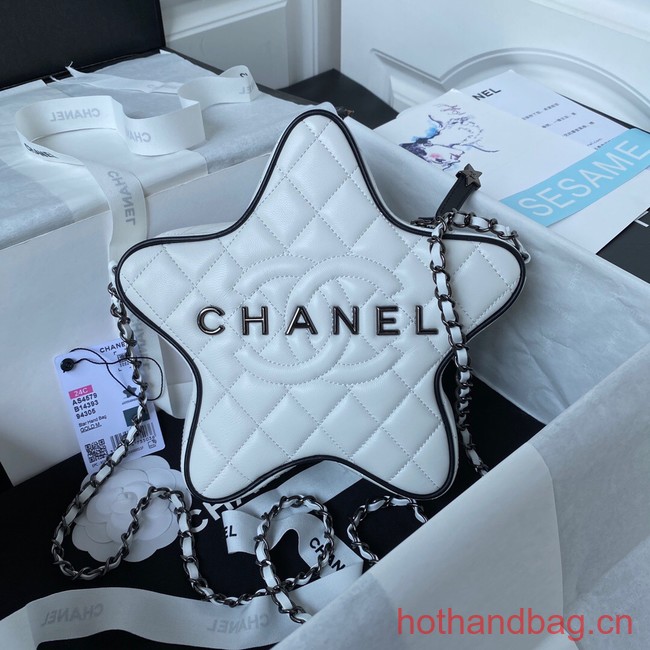 CHANEL STAR HANDBAG AS4579 & Guns-Tone Metal white