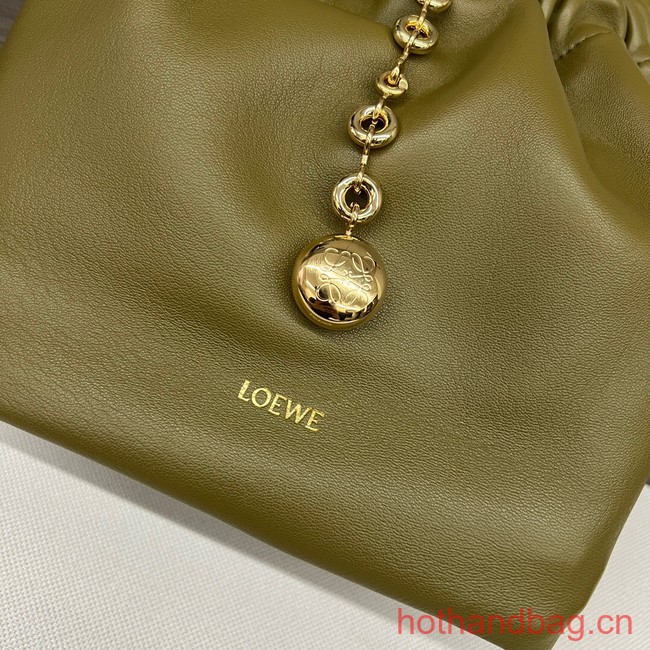 Loewe Squeeze small Napa sheepskin leather bag 652329 Olive