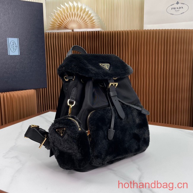 Prada Re-Nylon and shearling backpack 1BZ074 black