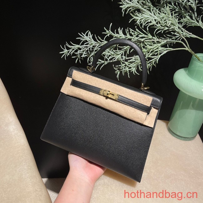 Hermes original Kelly Epsom Leather KL25 black