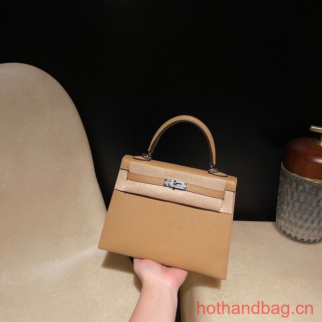 Hermes original Kelly Epsom Leather KL25 gold brown