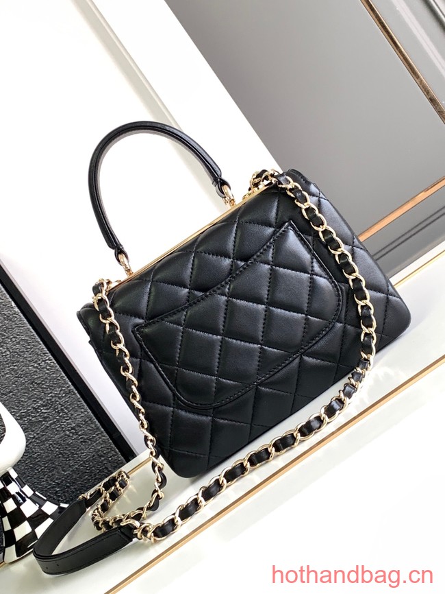 Chanel small FLAP BAG WITH TOP HANDLE AS92235 black