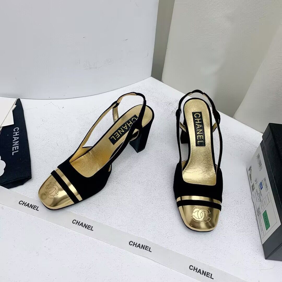 Chanel Shoes 35MM or 75MM Heels CH19032 Black&Gold