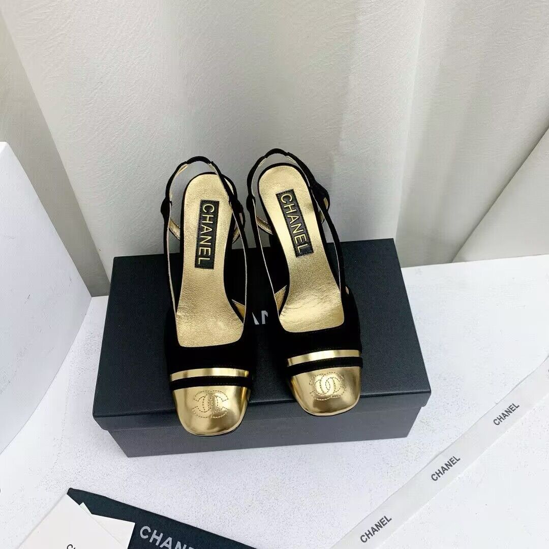 Chanel Shoes 35MM or 75MM Heels CH19032 Black&Gold