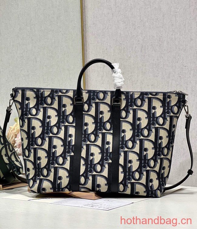 DIOR WEEKENDER 40 BAG Beige and Black Maxi Dior Oblique Jacquard 1ESDU134