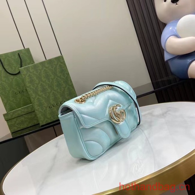 Gucci GG MARMONT MINI SHOULDER BAG 446744 Blue iridescent