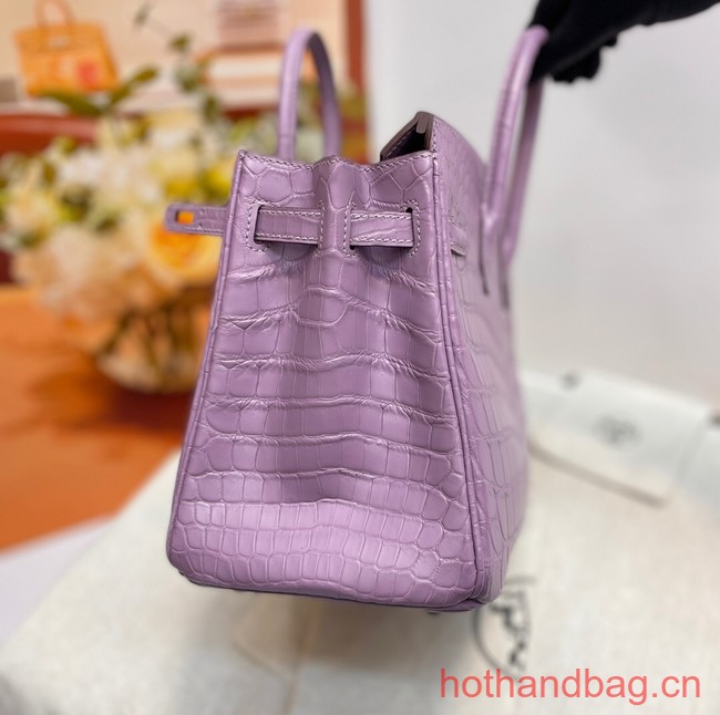 Hermes Birkin 30CM Original Crocodile Leather Bag 5530 Light purple