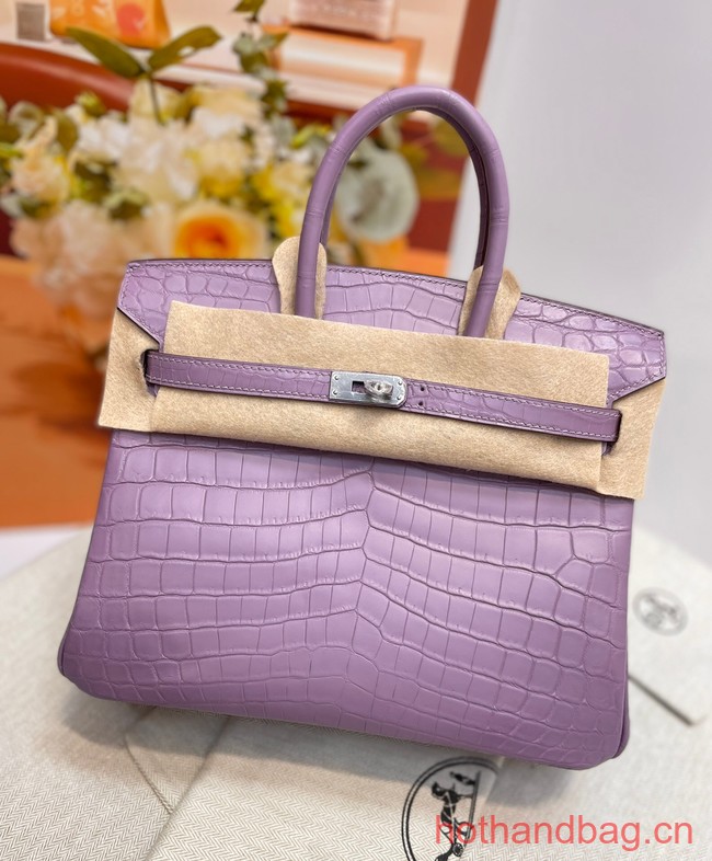 Hermes Birkin 30CM Original Crocodile Leather Bag 5530 Light purple