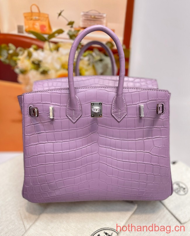 Hermes Birkin 30CM Original Crocodile Leather Bag 5530 Light purple