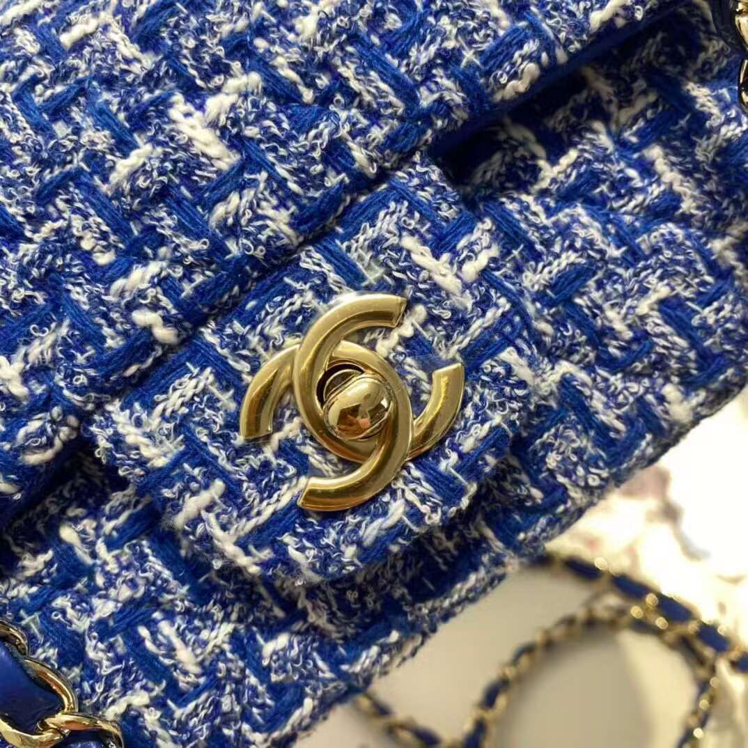 Chanel Tweed CLUTCH WITH CHAIN A01116 Blue