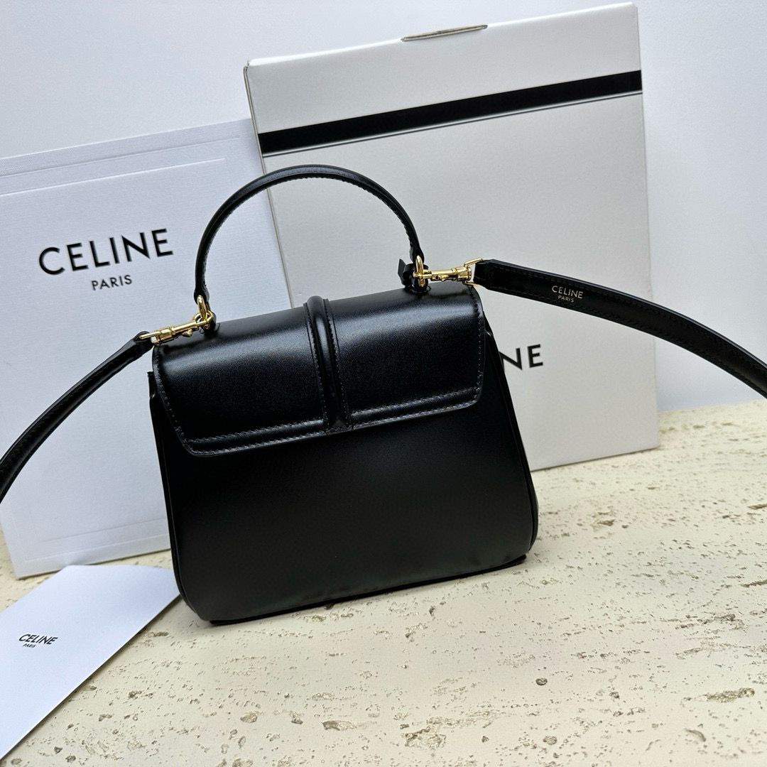 CELINE Small 16 Bag In Satinated Calfskin 197983 Black 