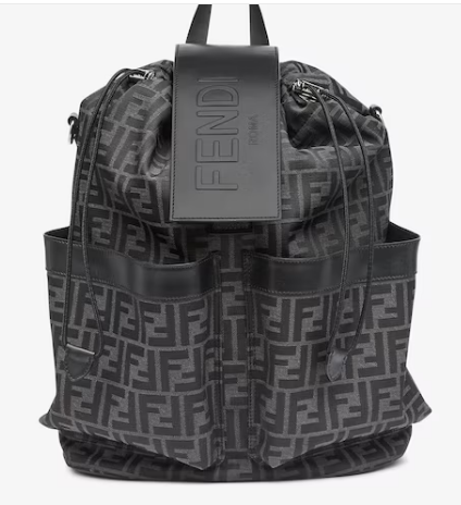 Fendi FF Jacquard Fendi Strike Medium fabric backpack 7VZ070A black