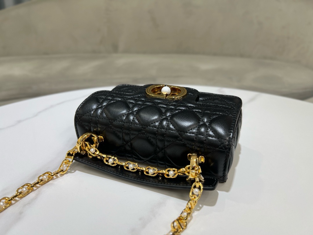 Mini Dior Jolie Top Handle Bag Black Cannage Calfskin M9272U