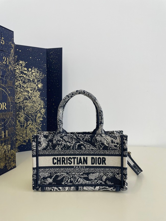 Mini Dior Book Tote Blue Toile de Jouy Reverse Embroidery S5573CR