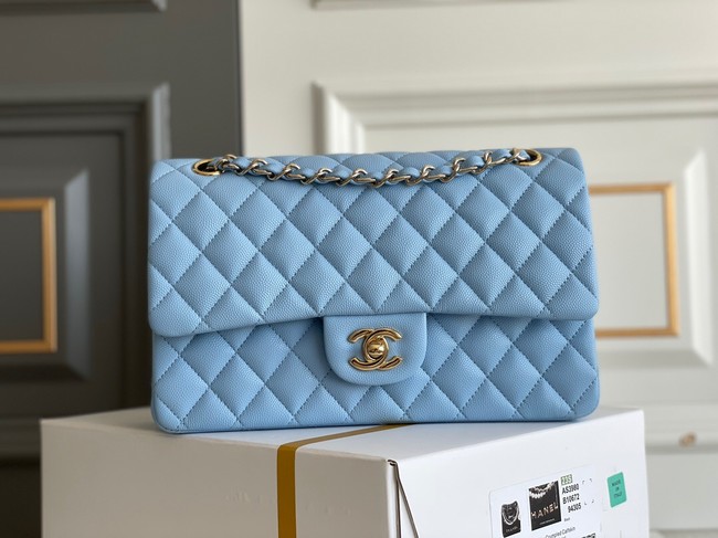 CHANEL CLASSIC 11.12 HANDBAG AS01112 BLUE&GOLD Metal