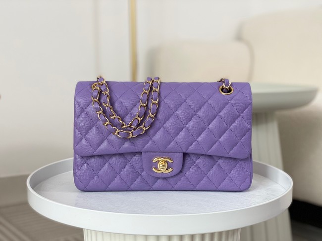 CHANEL CLASSIC 11.12 HANDBAG AS01112 Purple&GOLD Metal