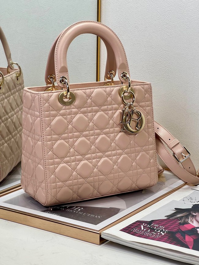 Medium Lady Dior Bag Cannage Lambskin M0565ON Powder Pink