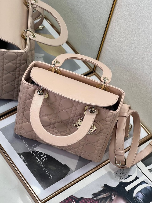 Medium Lady Dior Bag Cannage Lambskin M0565ON Powder Pink