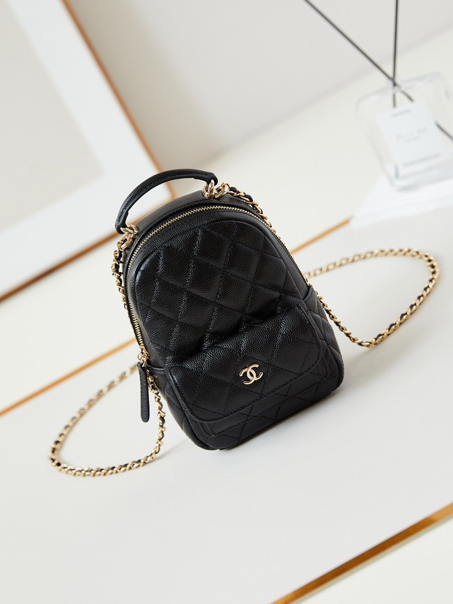 Chanel MINI BACKPACK AP3753 Grained Calfskin & Gold-Tone Metal black