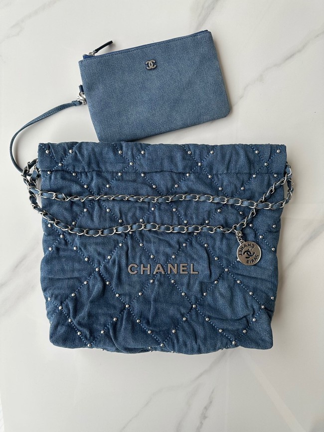 CHANEL 22 HANDBAG AS3260 Denim Blue