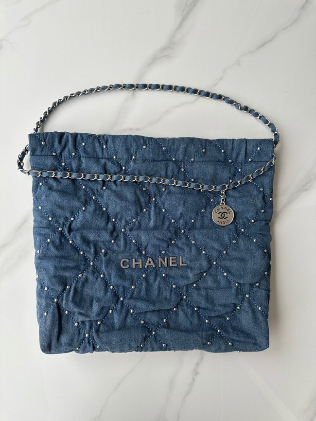 CHANEL 22 HANDBAG AS3261 Denim Blue