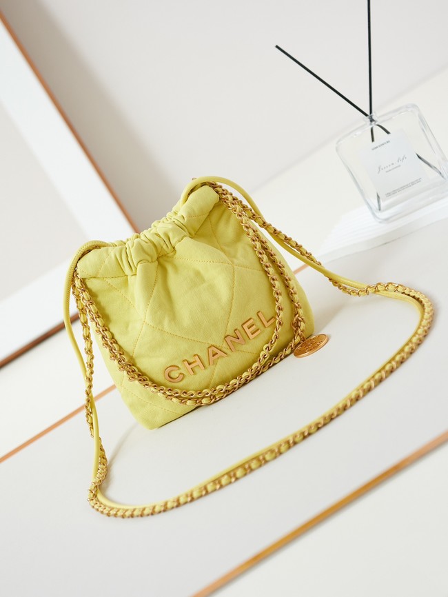 CHANEL 22 MINI HANDBAG Fabric AS3980 yellow