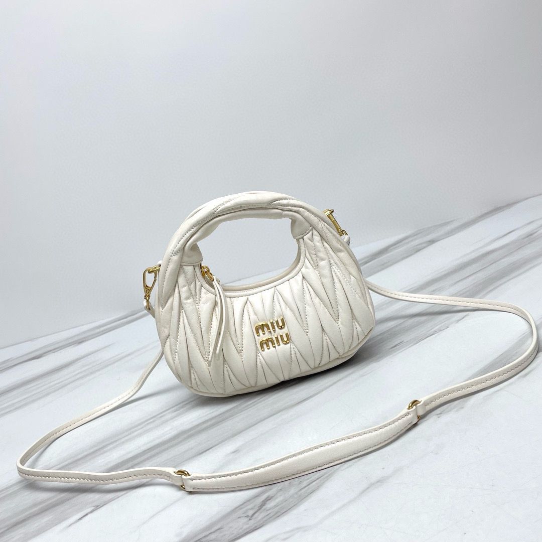 Miu Miu Wander Matelasse Original Sheepskin Mini Bag 5BP078 White