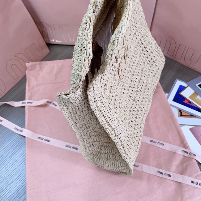 MIUMIU IN RAFFIA Shoulder Bags 5BG230 Apricot