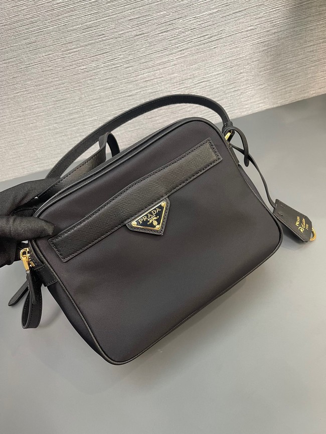 Prada Re-Nylon and brushed leather shoulder bag 1BH218 black