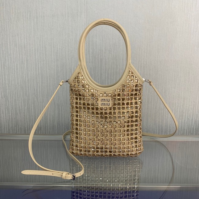 Miu Miu imitation crystal Shoulder Bag 500281  Apricot