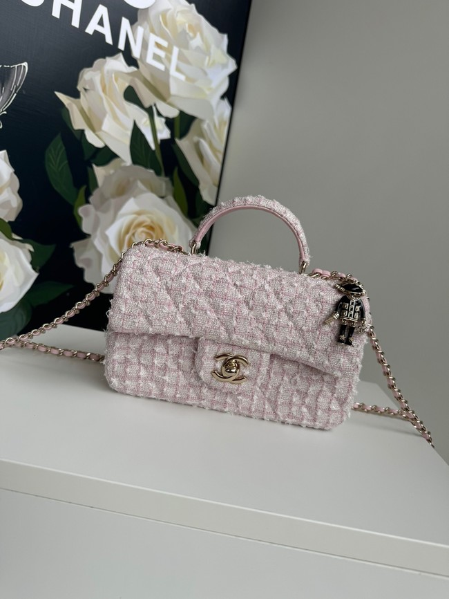 CHANEL MINI CLASSIC HANDBAG WITH TOP HANDLE AS2431 pink