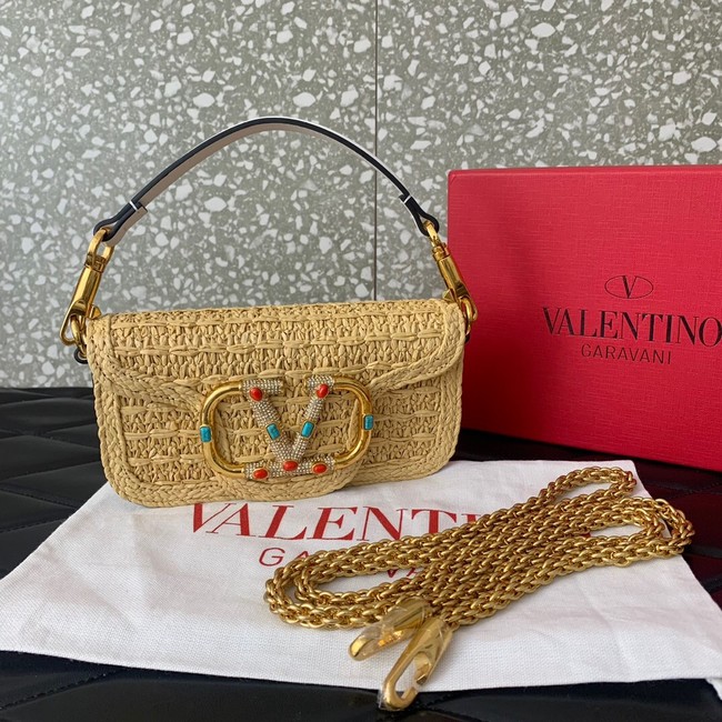 VALENTINO VLOGO SIGNATURE RAFFIA Shoulder Bag 5016 white