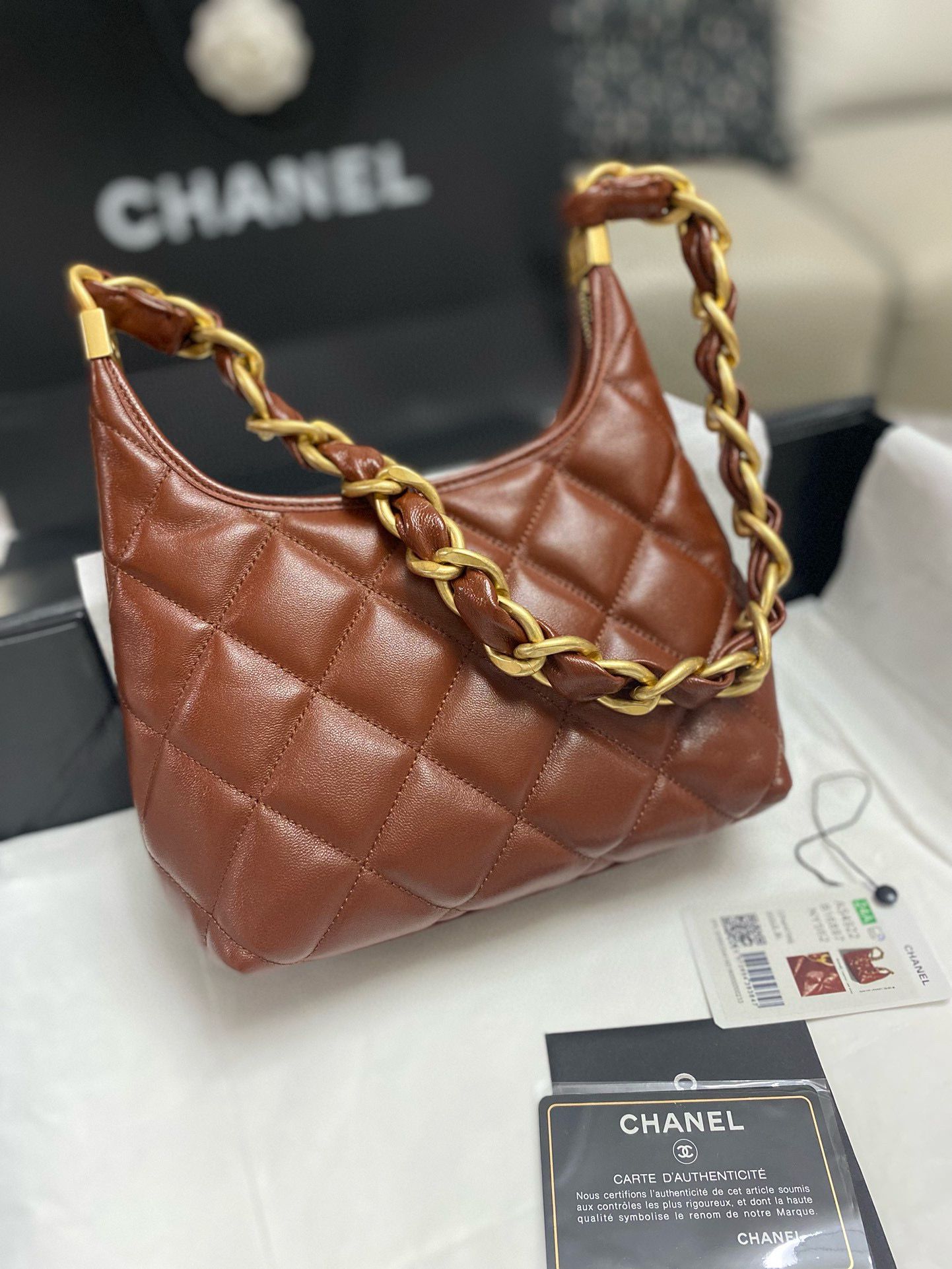 Chanel 24A Original Leather Hobo Bag AS4922 AS4923 Brown