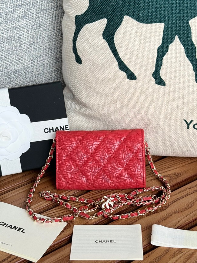 Chanel MINI BELT BAG Gold-Tone Metal A81081 red