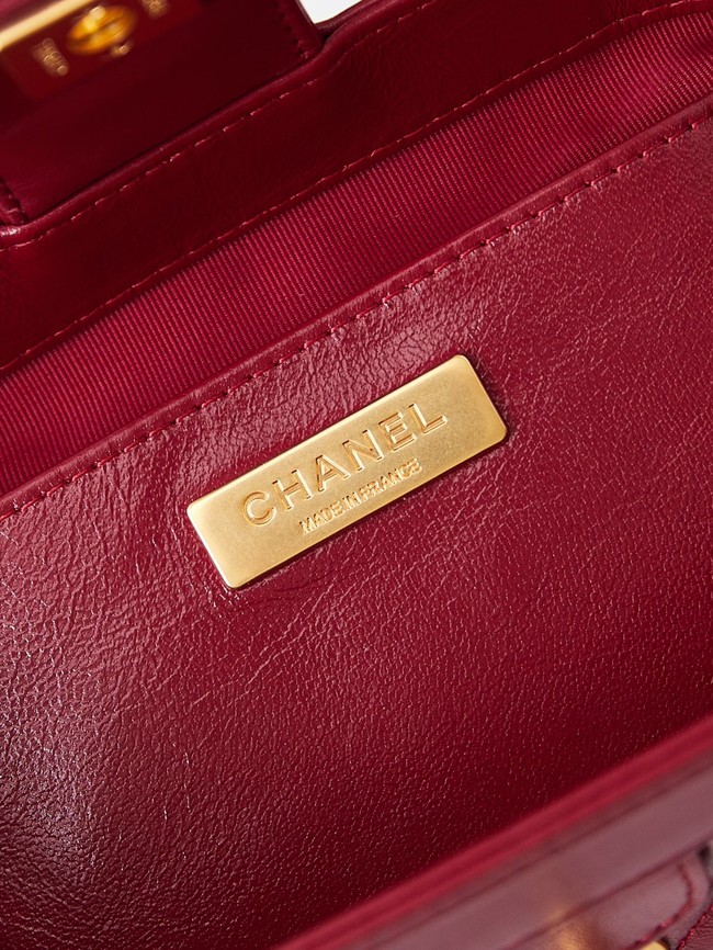 CHANEL 24A MINI BAG WITH TOP HANDLE AS4958 Burgundy