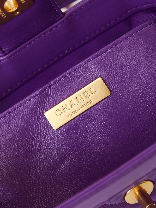 CHANEL 24A MINI BAG WITH TOP HANDLE AS4958 Purple