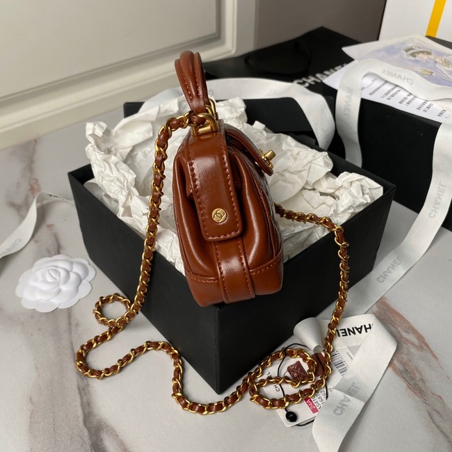 CHANEL 24A MINI BAG WITH TOP HANDLE AS4109 brown