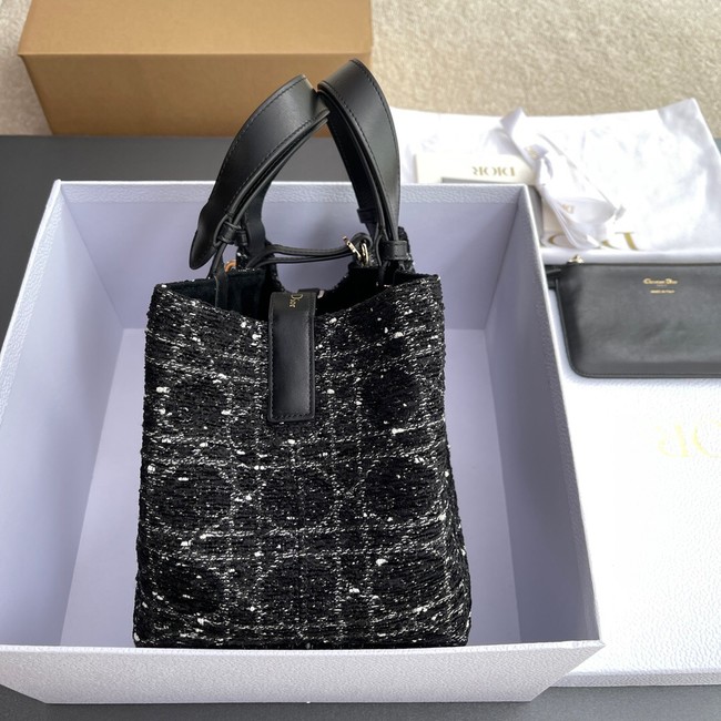 Medium Dior Toujours Bag Black Cannage Tweed M2821