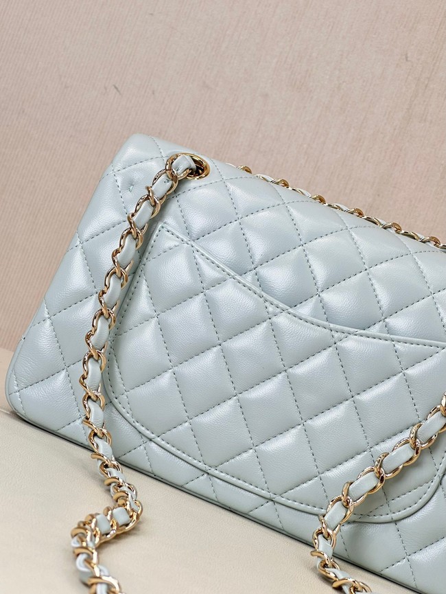 Chanel CLASSIC HANDBAG Lambskin & Gold-Tone Metal A01113 light blue