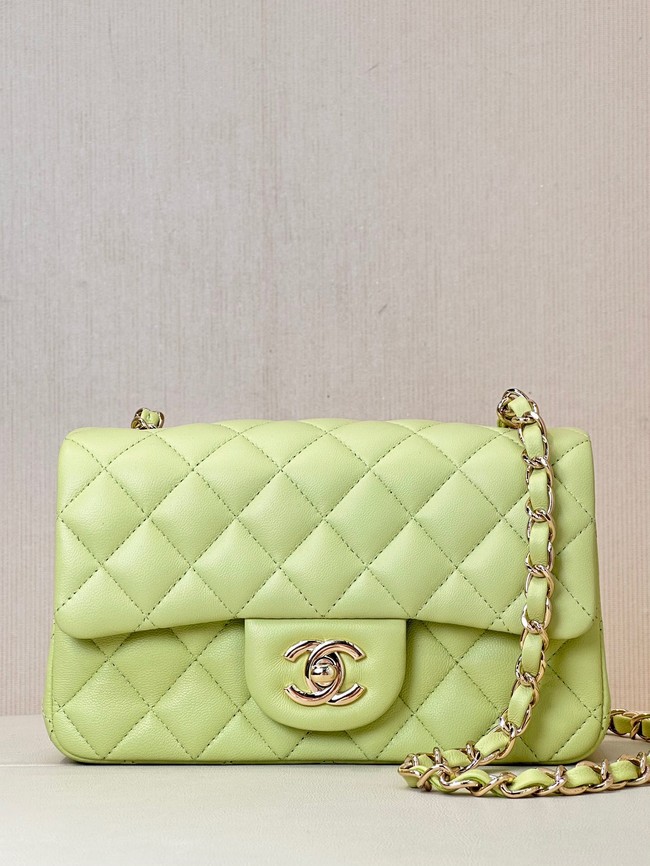 Chanel MINI CLASSIC HANDBAG Lambskin & Gold-Tone Metal A69900 light green