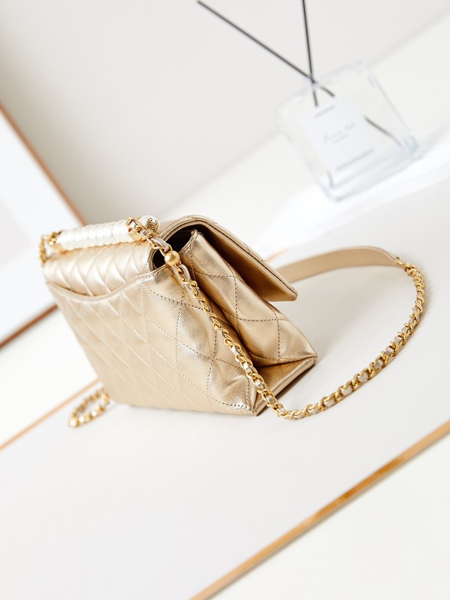 Chanel SMALL FLAP BAG WITH TOP HANDLE AS4997 gold