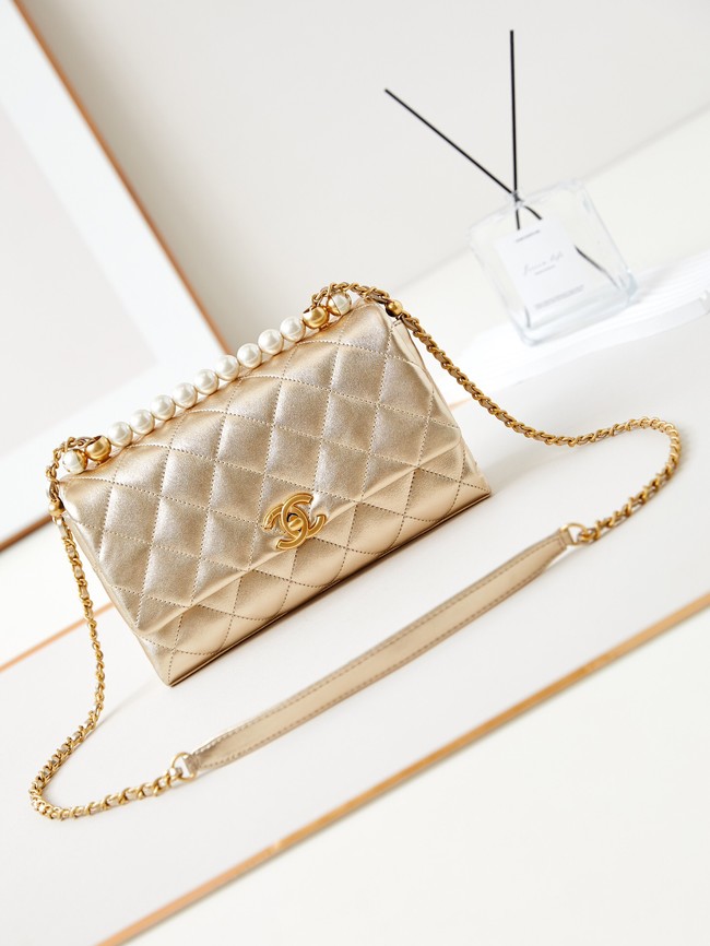 Chanel SMALL FLAP BAG WITH TOP HANDLE AS4997 gold