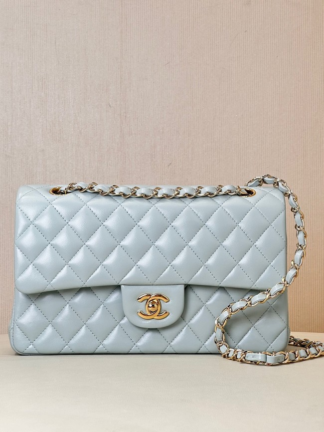 Chanel CLASSIC 11.12 HANDBAG Lambskin & Gold-Tone Metal A01112 light blue