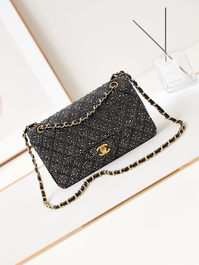 Chanel CLASSIC 11.12 HANDBAG imitation crystal chain bag A01112 black